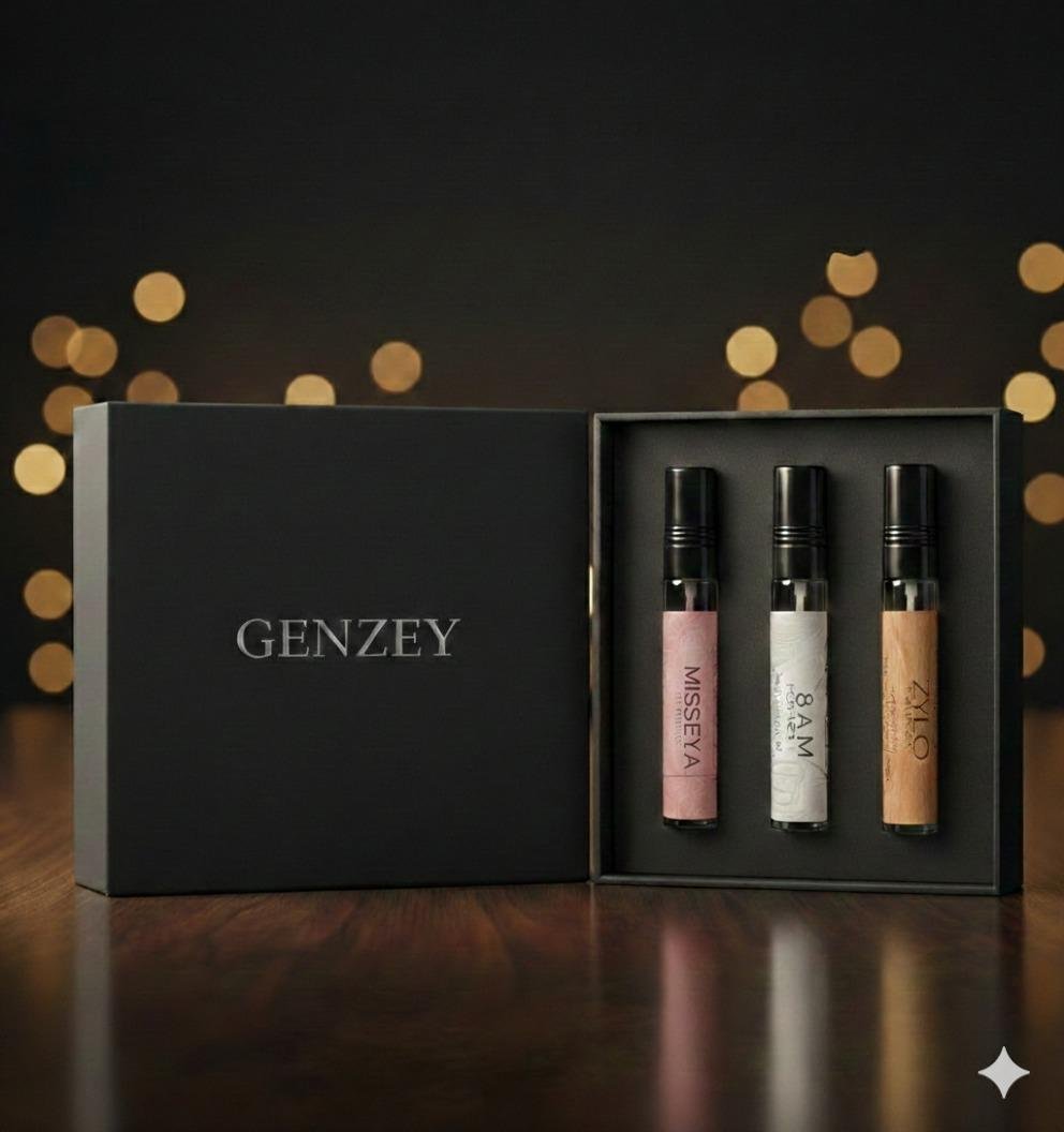 GENZEY Travel Set – Experience Your Pocket Sized Perfume Counter.